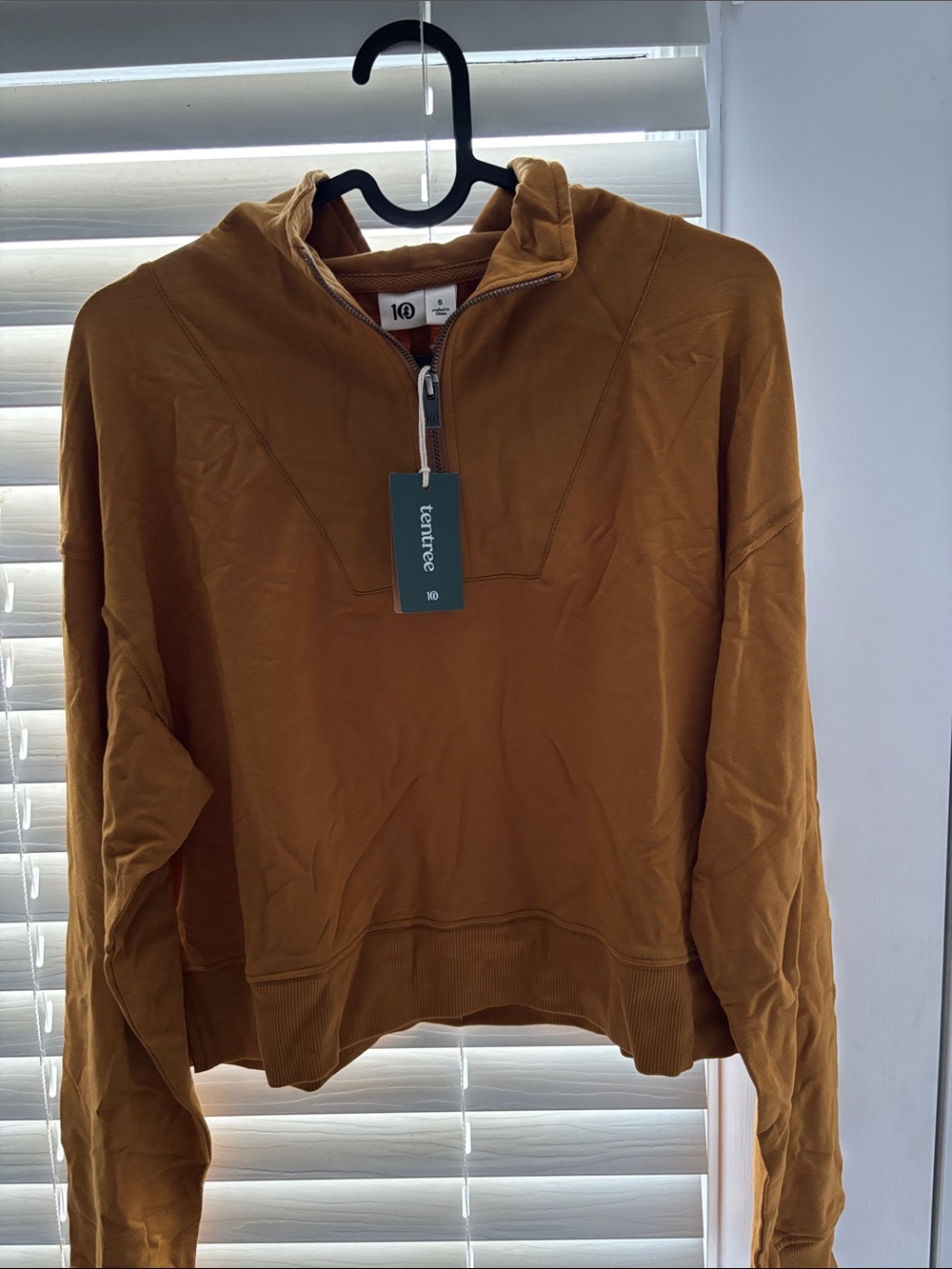 tentree women’s Zip Pullover Sweater in Mustard